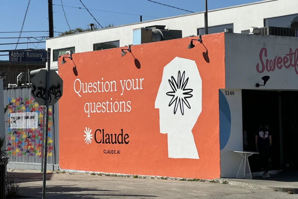 Claude ad on side of building